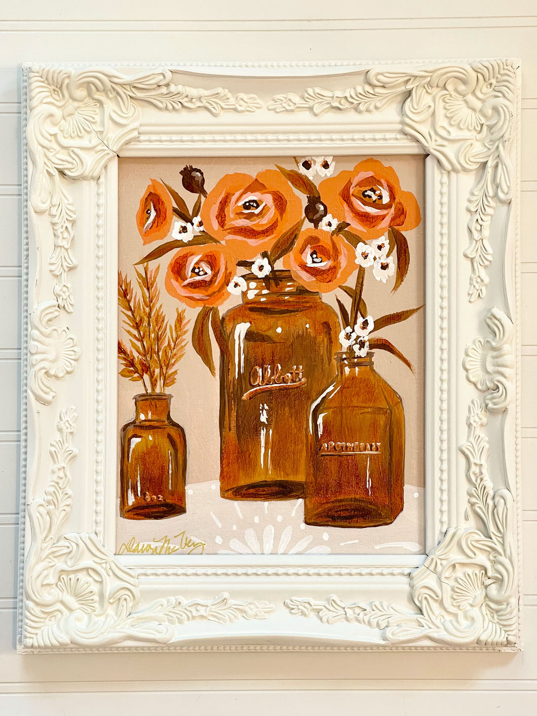 Framed Floral: Amber Glass Bouquet 2