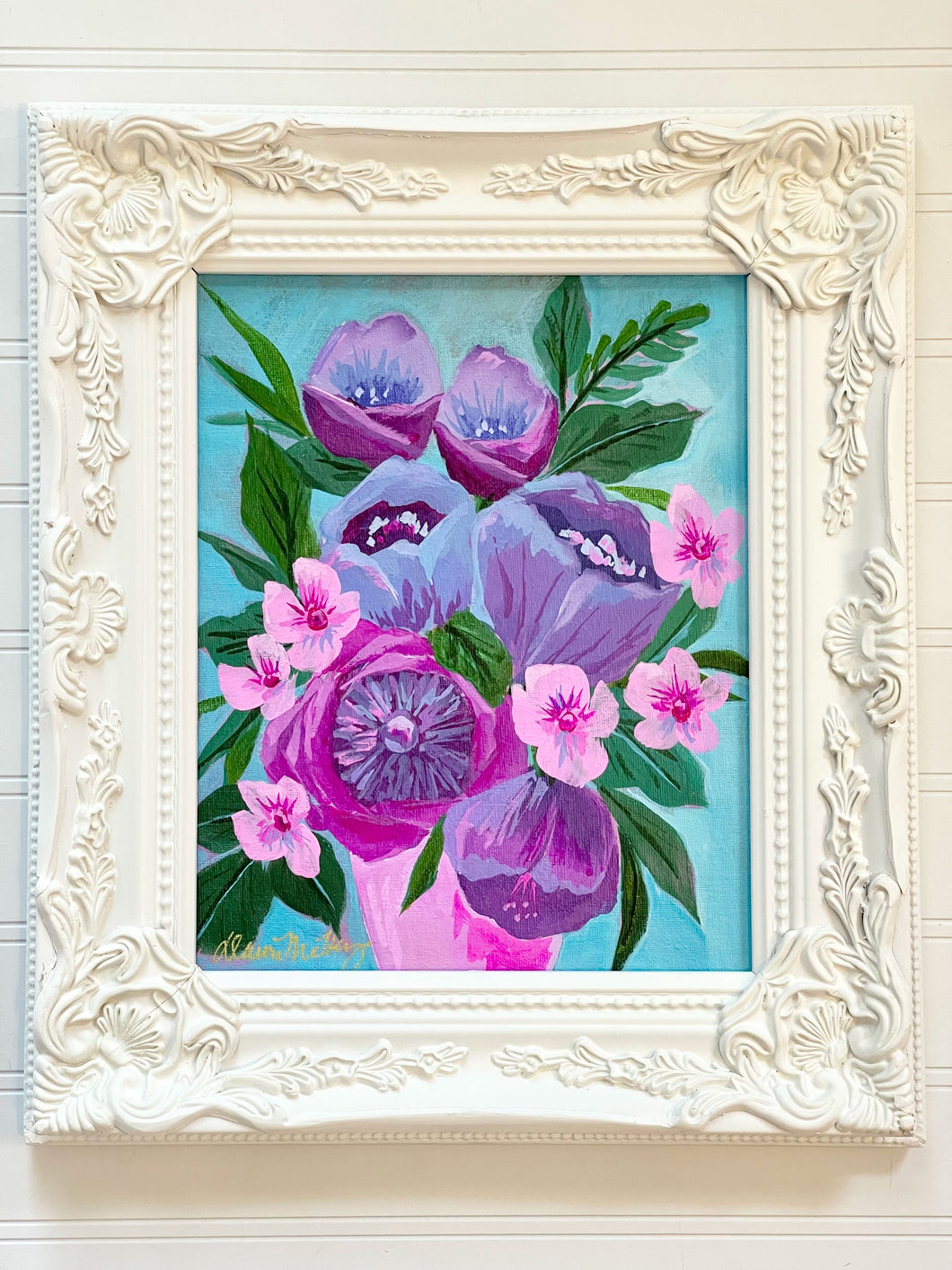 Framed Floral: Blue Violet Bouquet